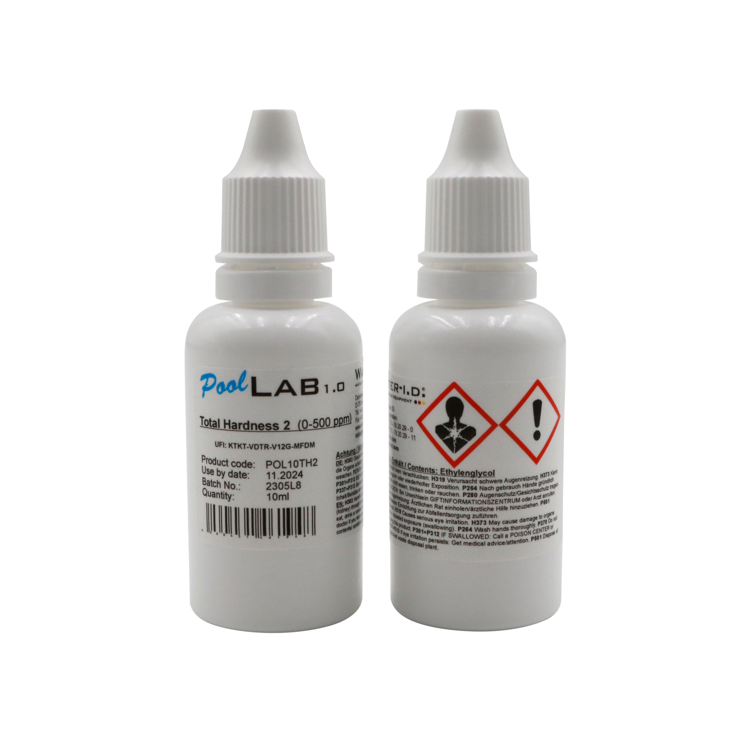 20/10 ml Totale Hardheid 1 & 2 (liquid) t.b.v. Poollab 2.0 Fles