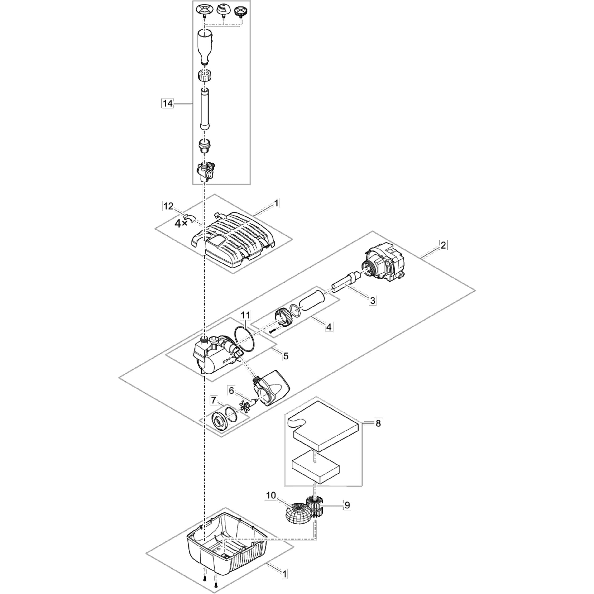 Vervangingsset klemmen Filtral CAD-diagram, Diagram