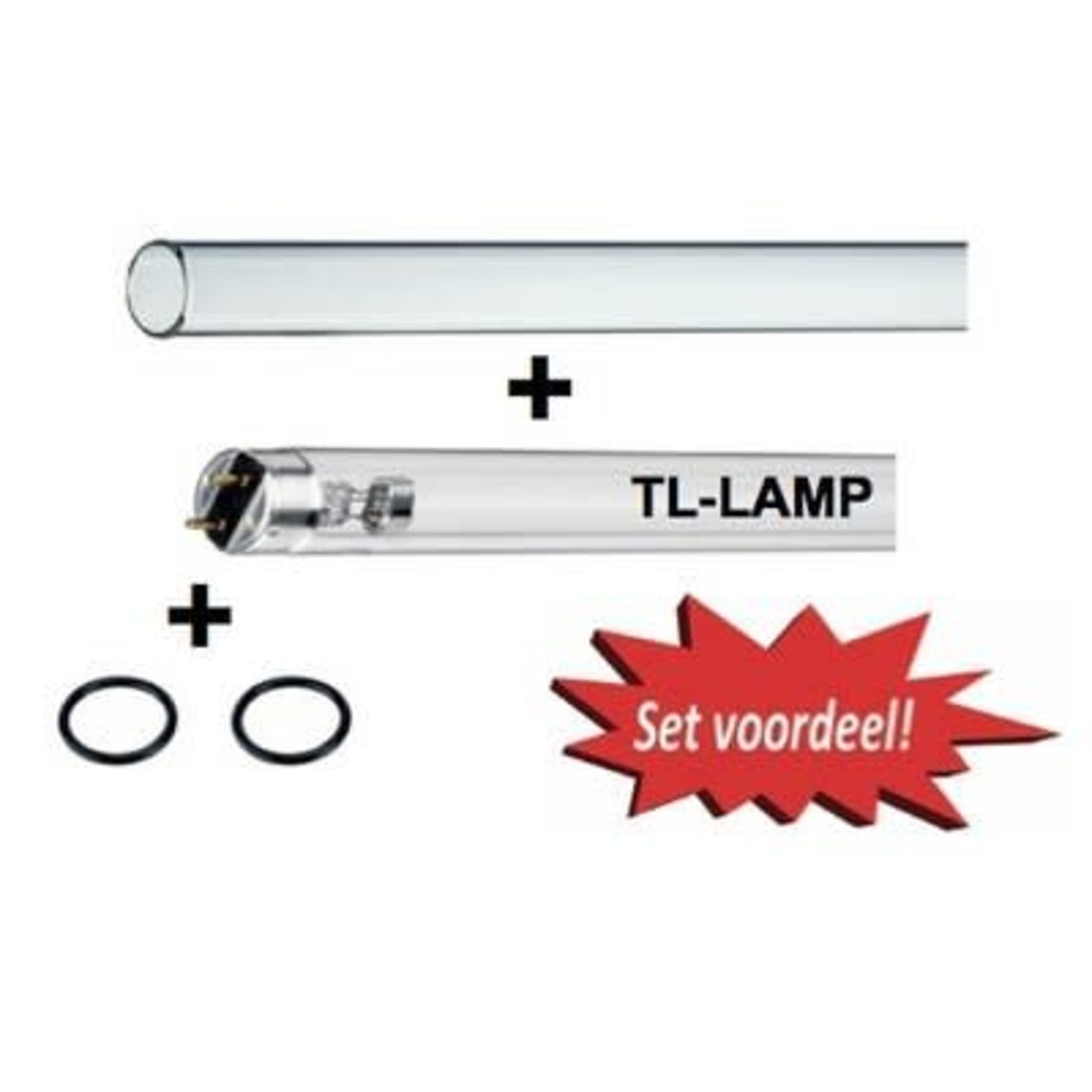 Complete Lampset voor Optimale UV-Straling – 55W TL Lamp, Kwartsglas & O-ringen Logo, Symbool