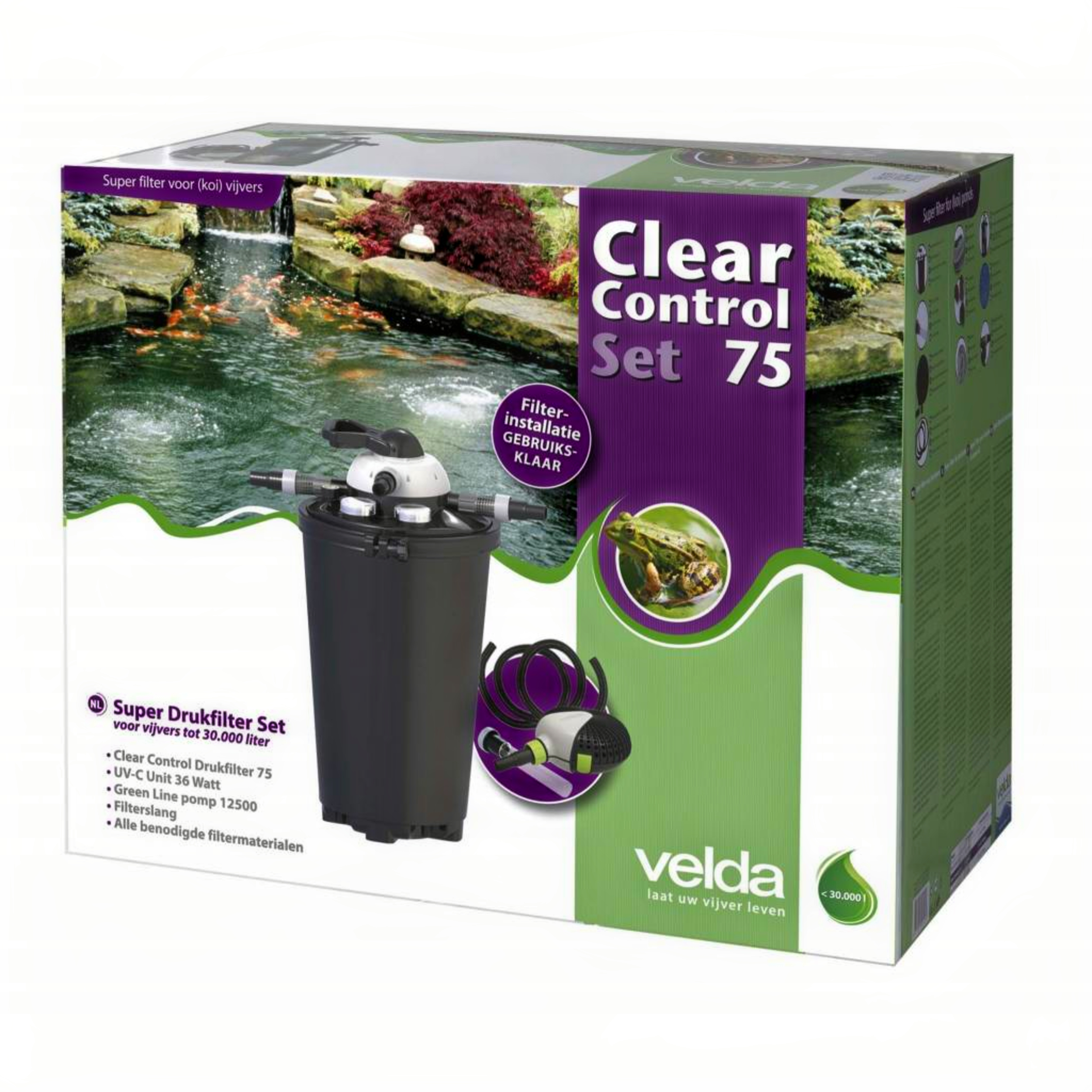 Clear Control 75 Set Tot 30.000 Liter Vijver Fles, Water, Shaker